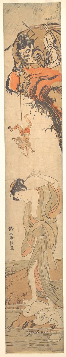 The Immortal Kume, Suzuki Harunobu  Japanese, Woodblock print (hashira-e); ink and color on paper, Japan