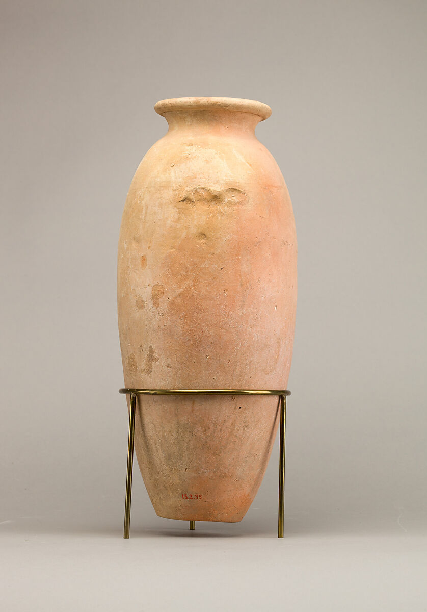 Large wavy-handled jar, Pottery
