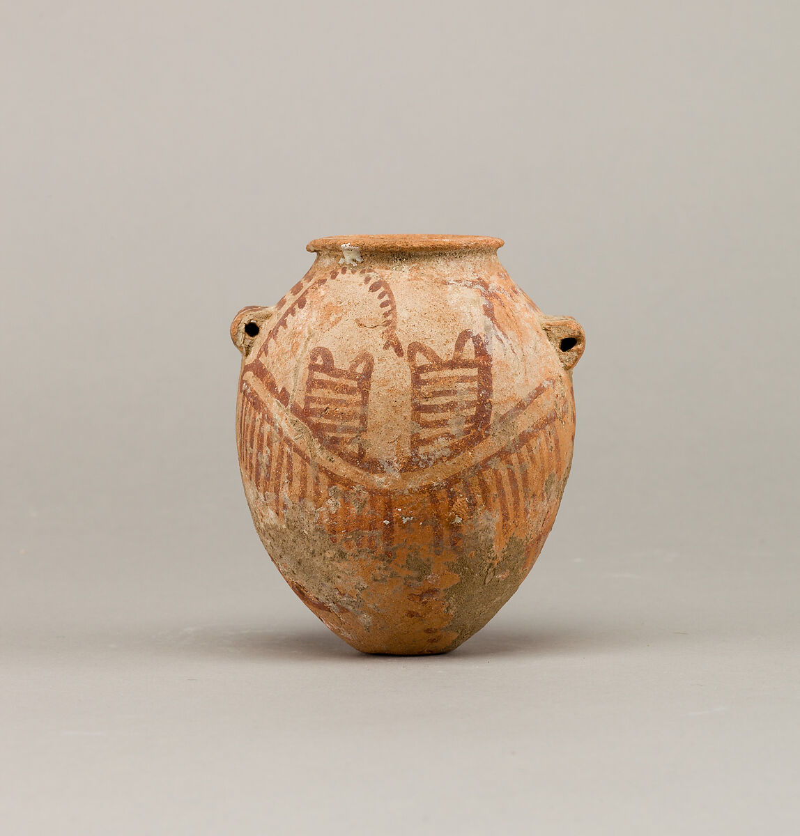Decorated ware jar depicting two boats, Pottery, paint 