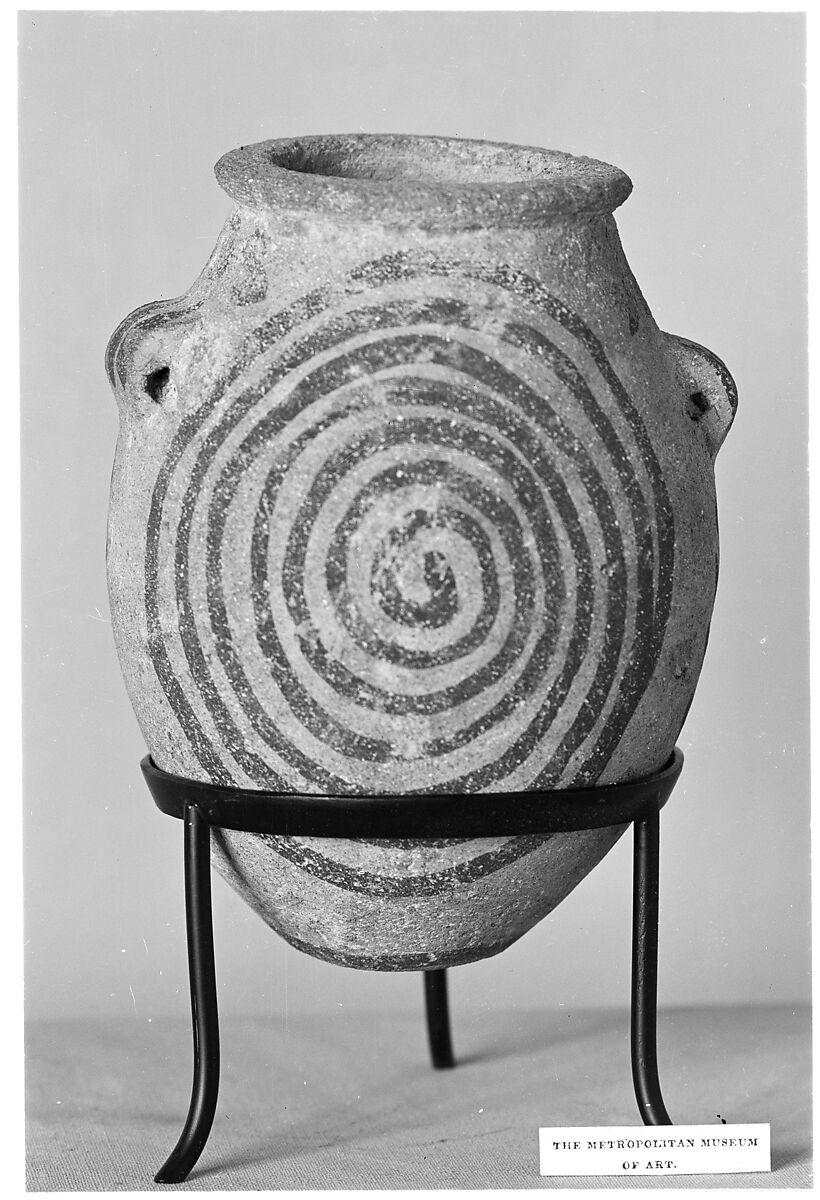Decorated ware jar depicting spirals, Pottery, paint