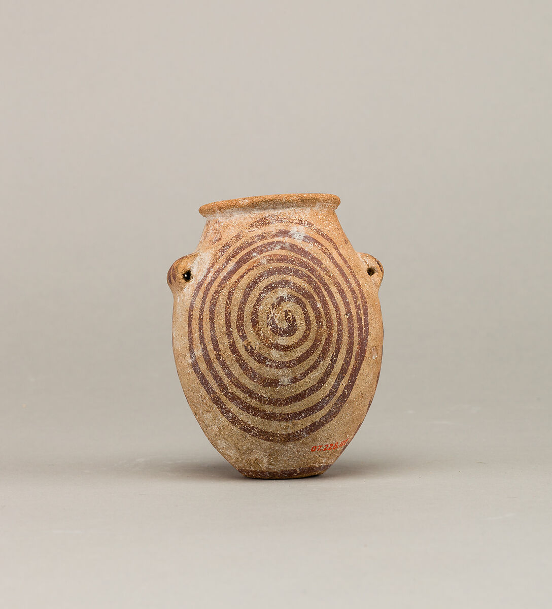 Decorated ware jar depicting spirals, Pottery, paint 
