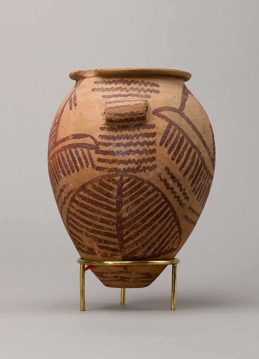 Decorated ware jar depicting two boats, Pottery, paint