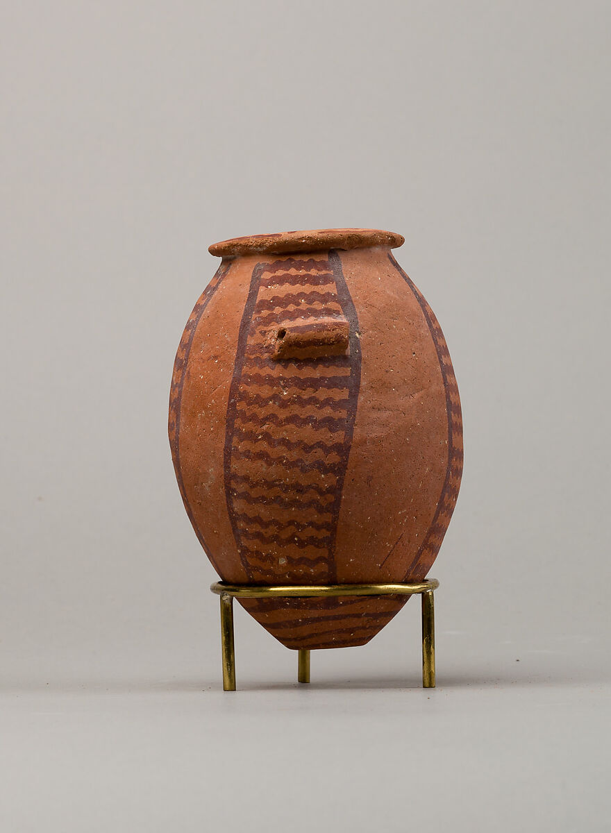 Decorated ware jar with lug handles, Pottery, paint