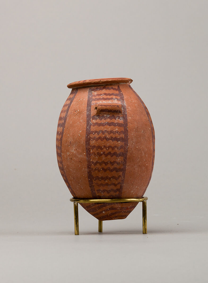 Decorated ware jar with lug handles, Pottery, paint