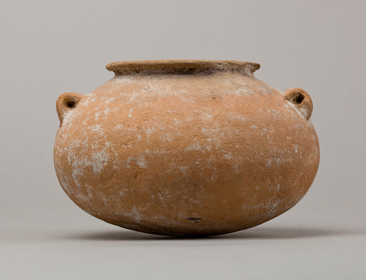 Marl ware jar with lug handles, Pottery 
