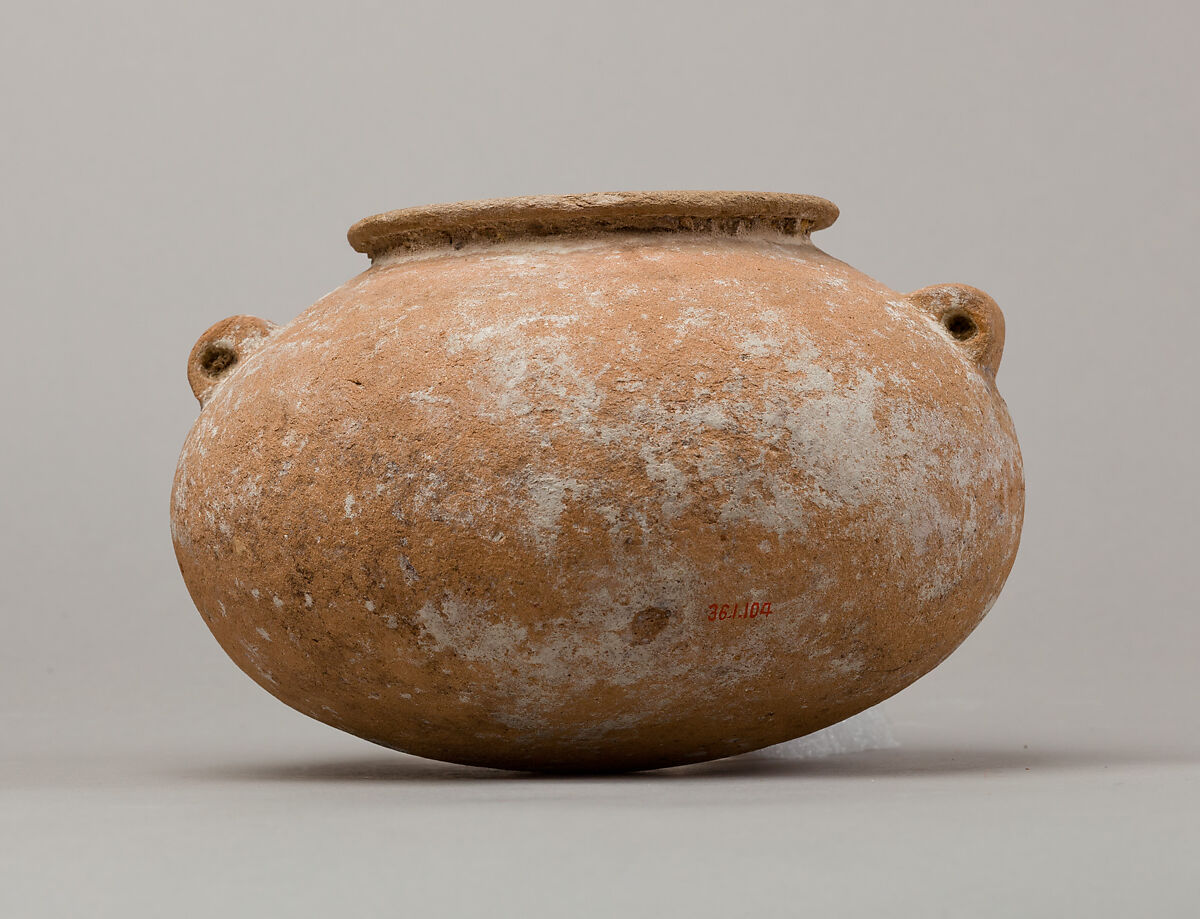 Marl ware jar with lug handles, Pottery