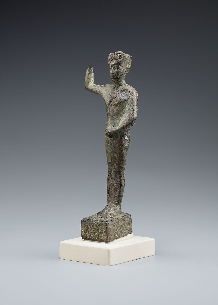 Min statuette, Cupreous metal, precious metal inlay