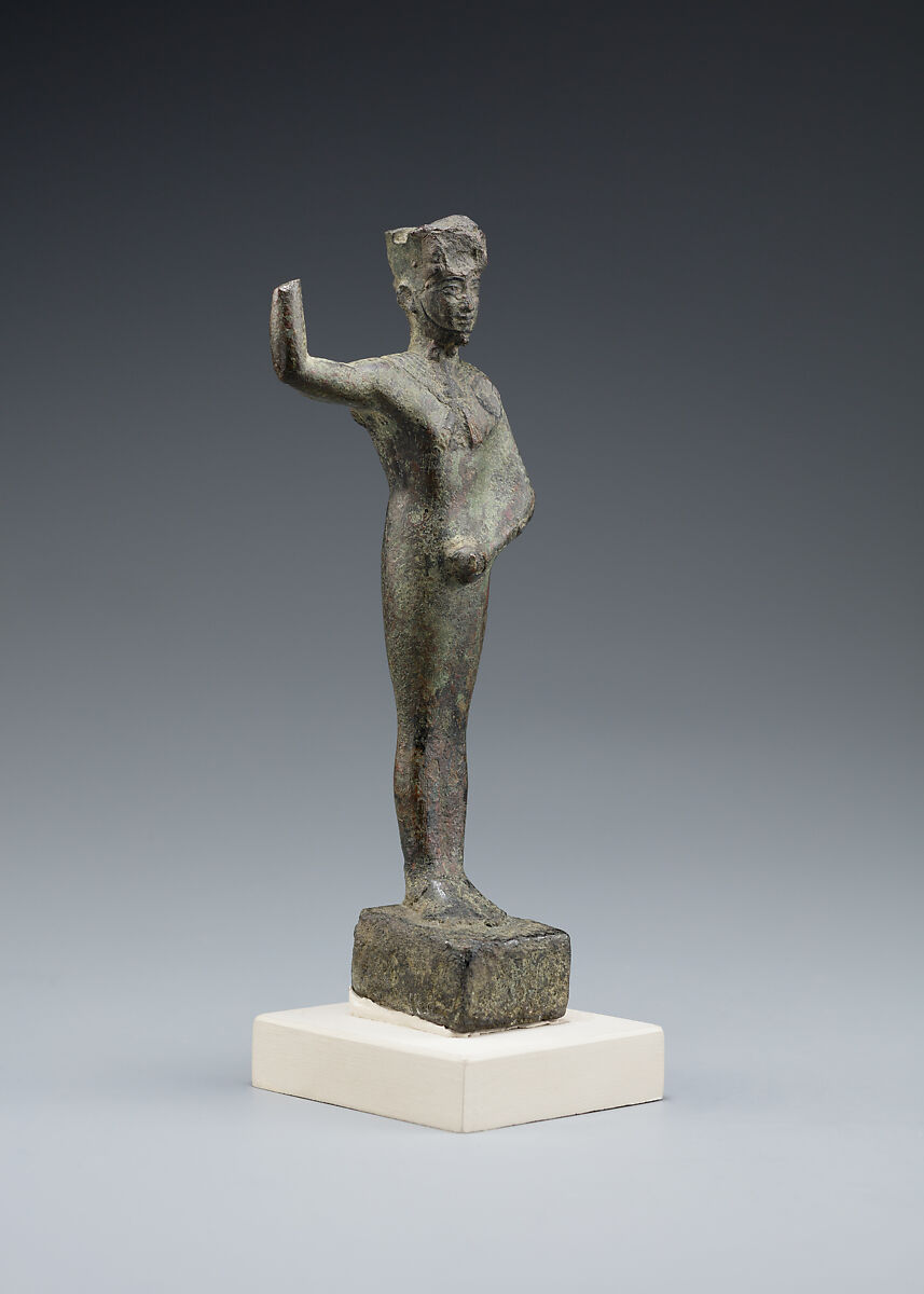 Min statuette, Cupreous metal, precious metal inlay