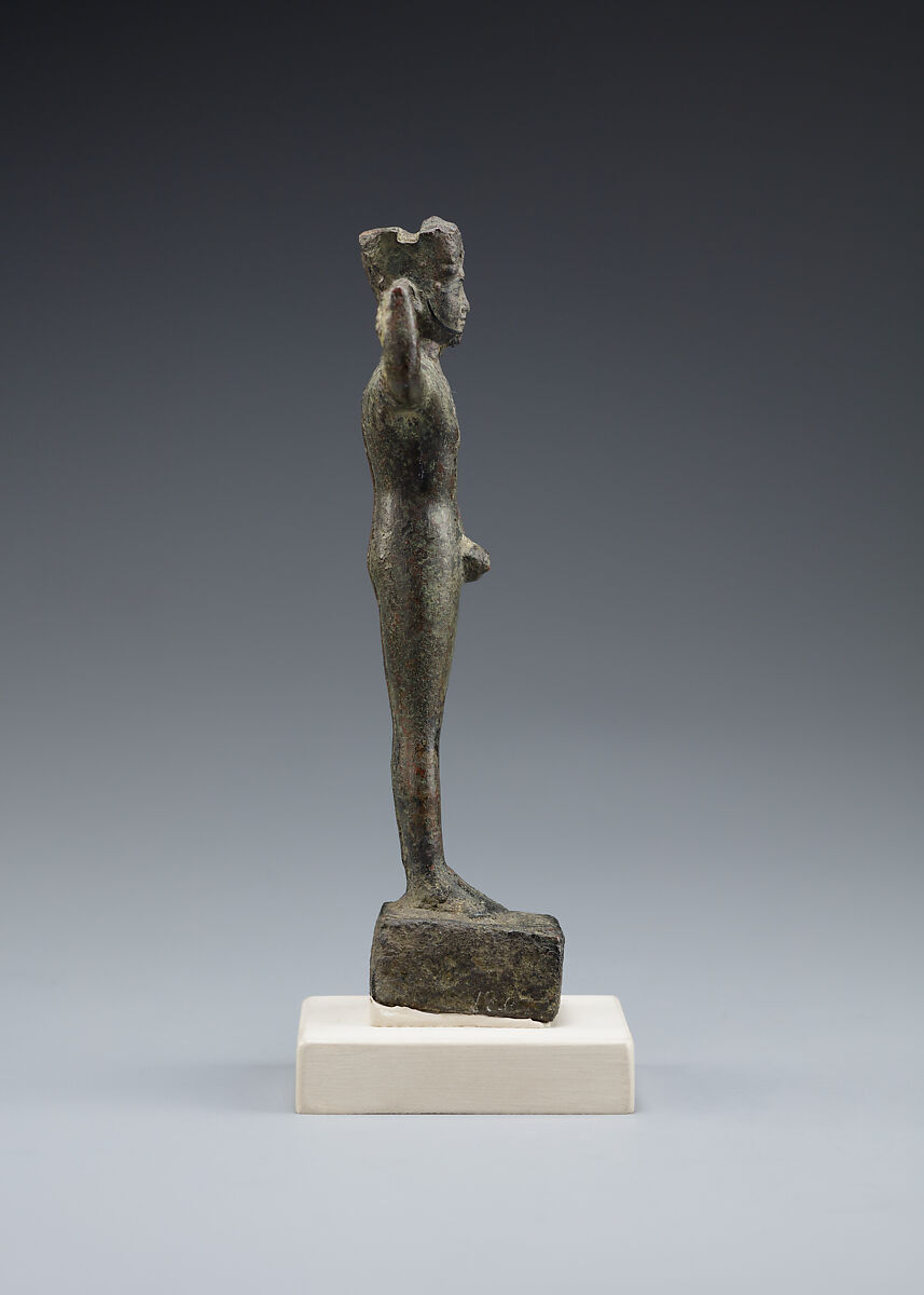 Min statuette, Cupreous metal, precious metal inlay