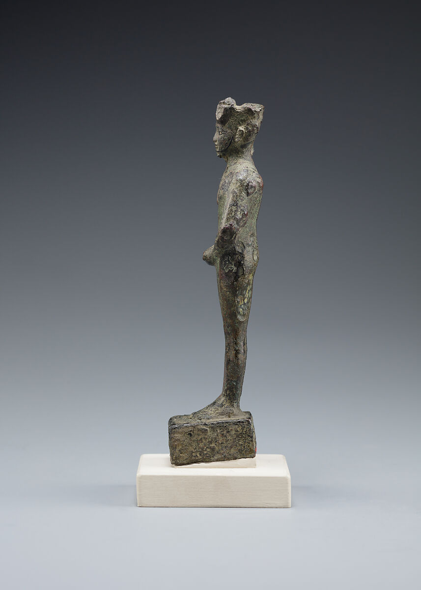 Min statuette, Cupreous metal, precious metal inlay