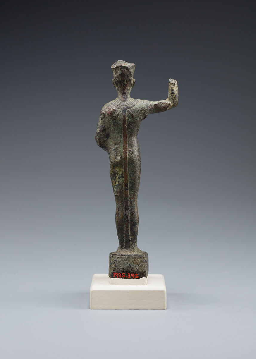 Min statuette, Cupreous metal, precious metal inlay