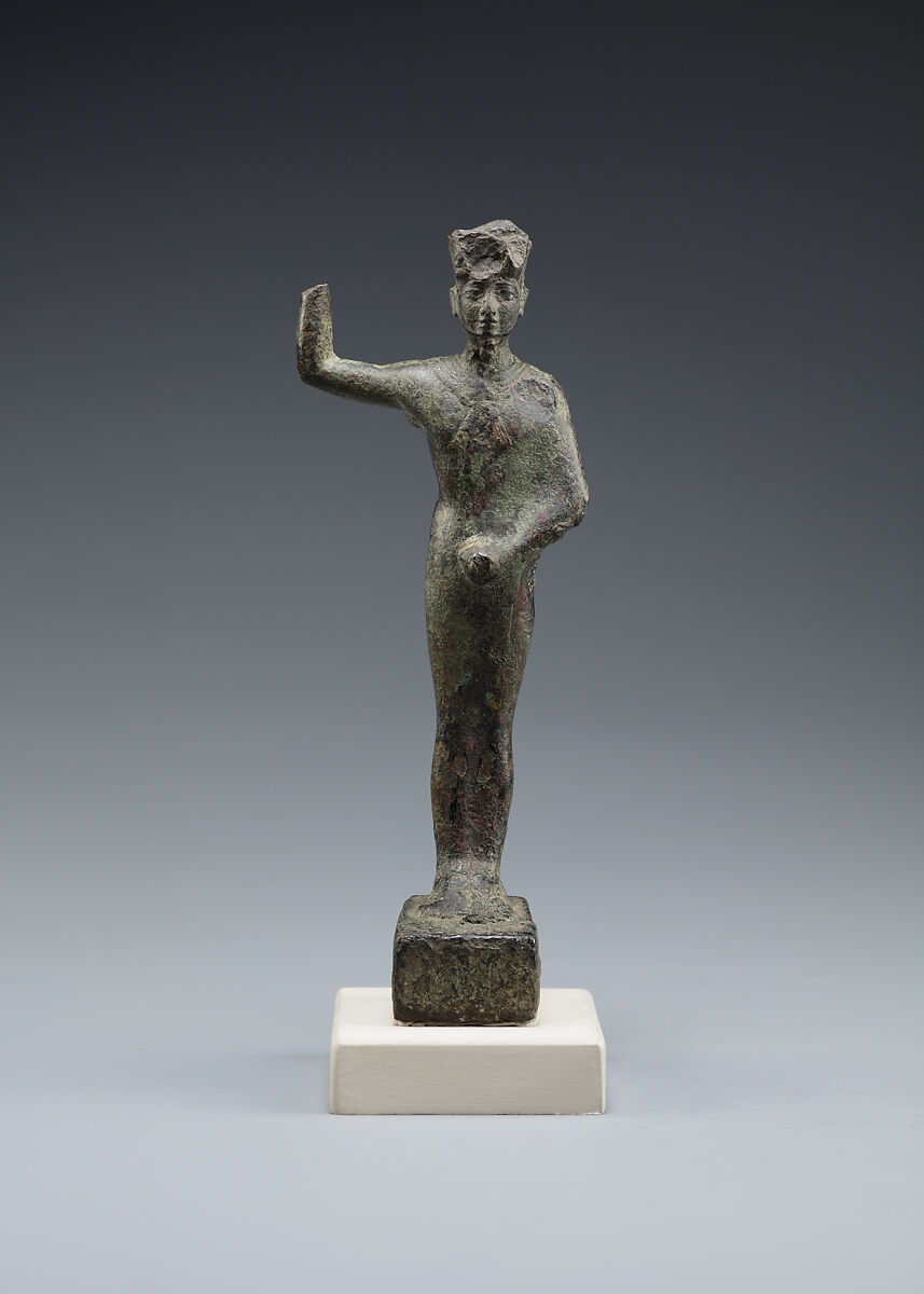 Min statuette, Cupreous metal, precious metal inlay 