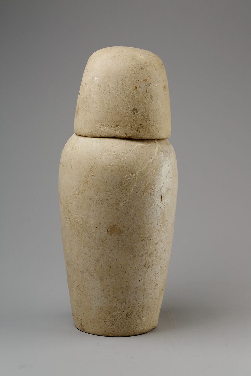 Canopic jar with falcon head (Qebehsenuef), Limestone