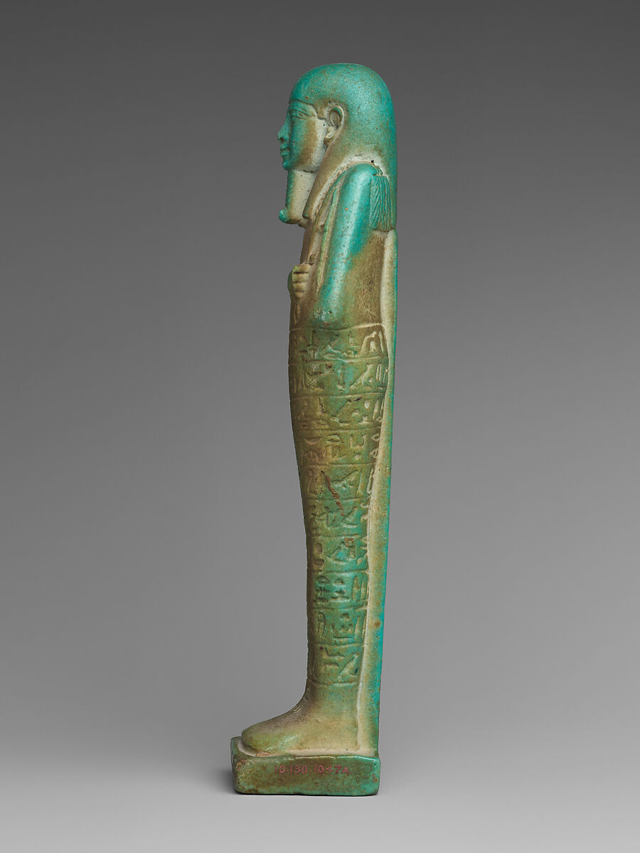 Shabti of the Commander of the Royal Fleet Tjanenhebu, Faience