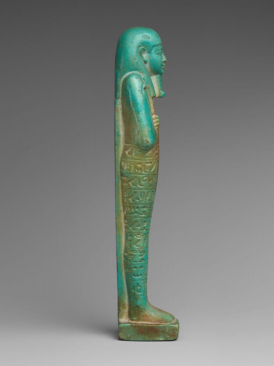 Shabti of the Commander of the Royal Fleet Tjanenhebu, Faience
