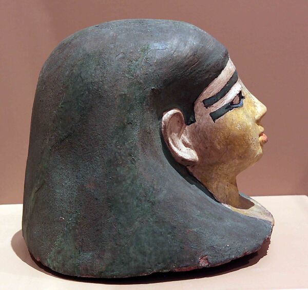 Lid from a Canopic Jar, Wood, paint