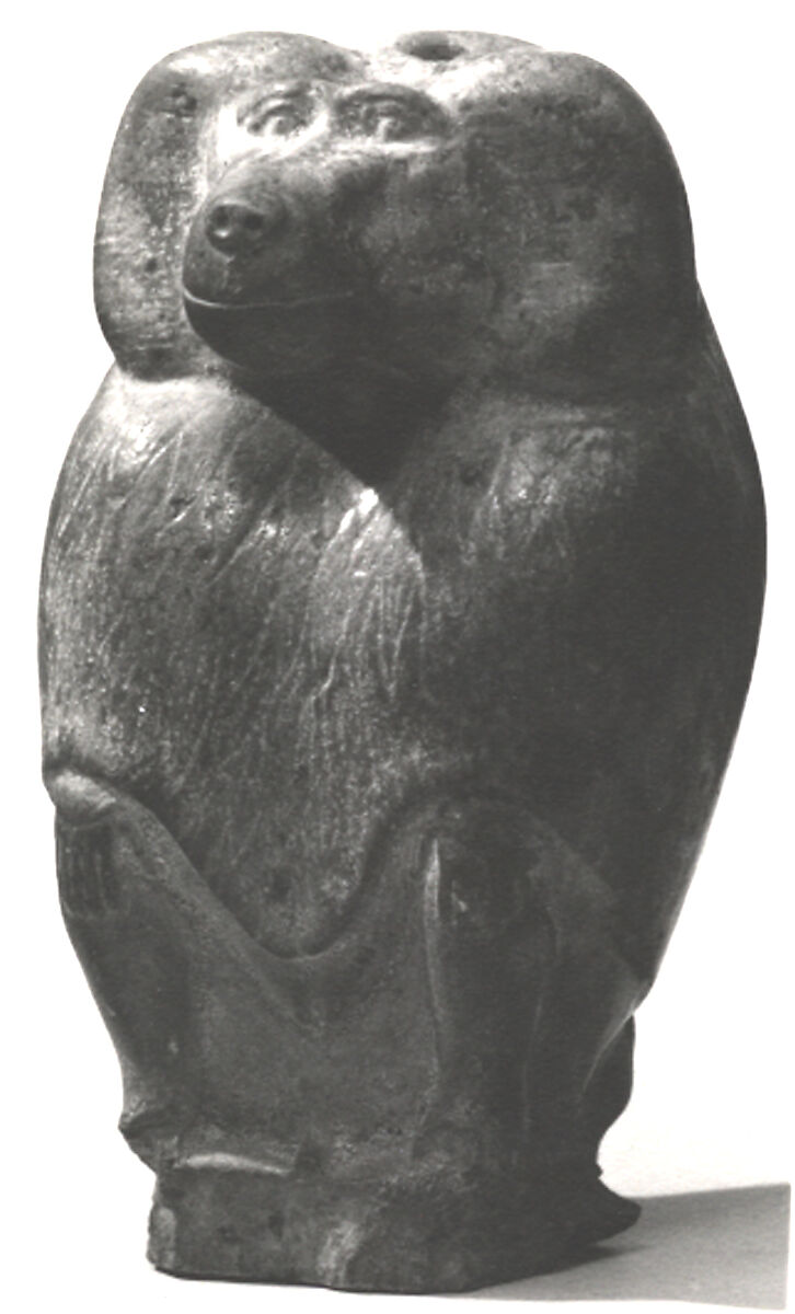 Baboon figurine, Glazed steatite 