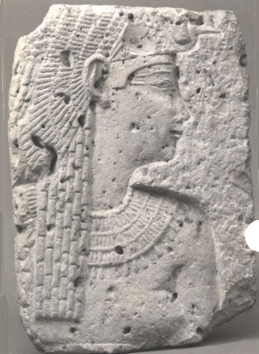 Relief of a queen or goddess, Indurated limestone(?) 