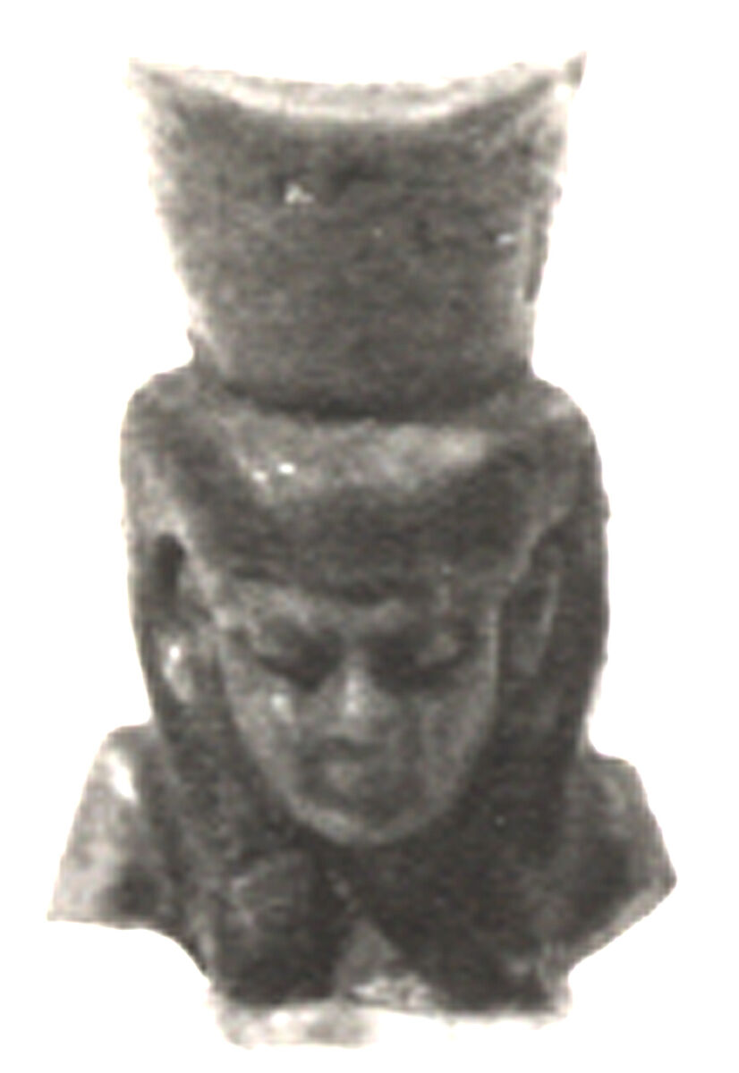 Head of an Amulet Depicting a Goddess, Faience 