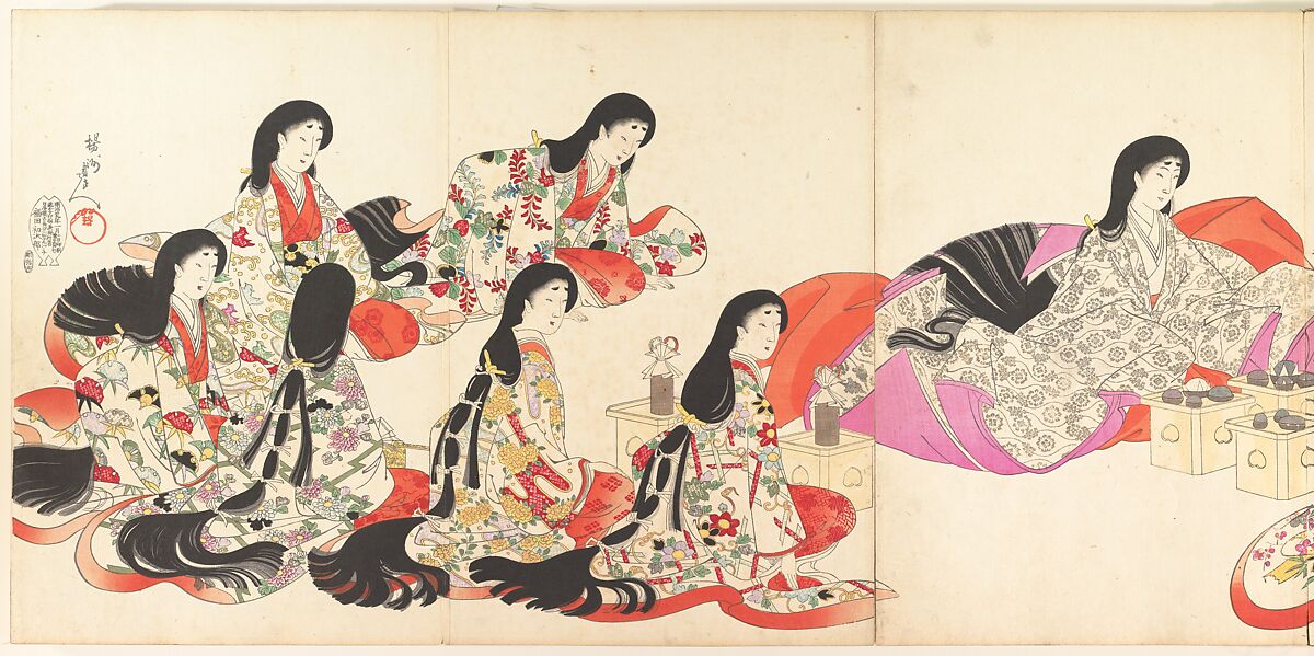 Chiyoda Castle (Album of Women), Yōshū (Hashimoto) Chikanobu (Japanese, 1838–1912), Woodblock prints; ink and color on paper, Japan 