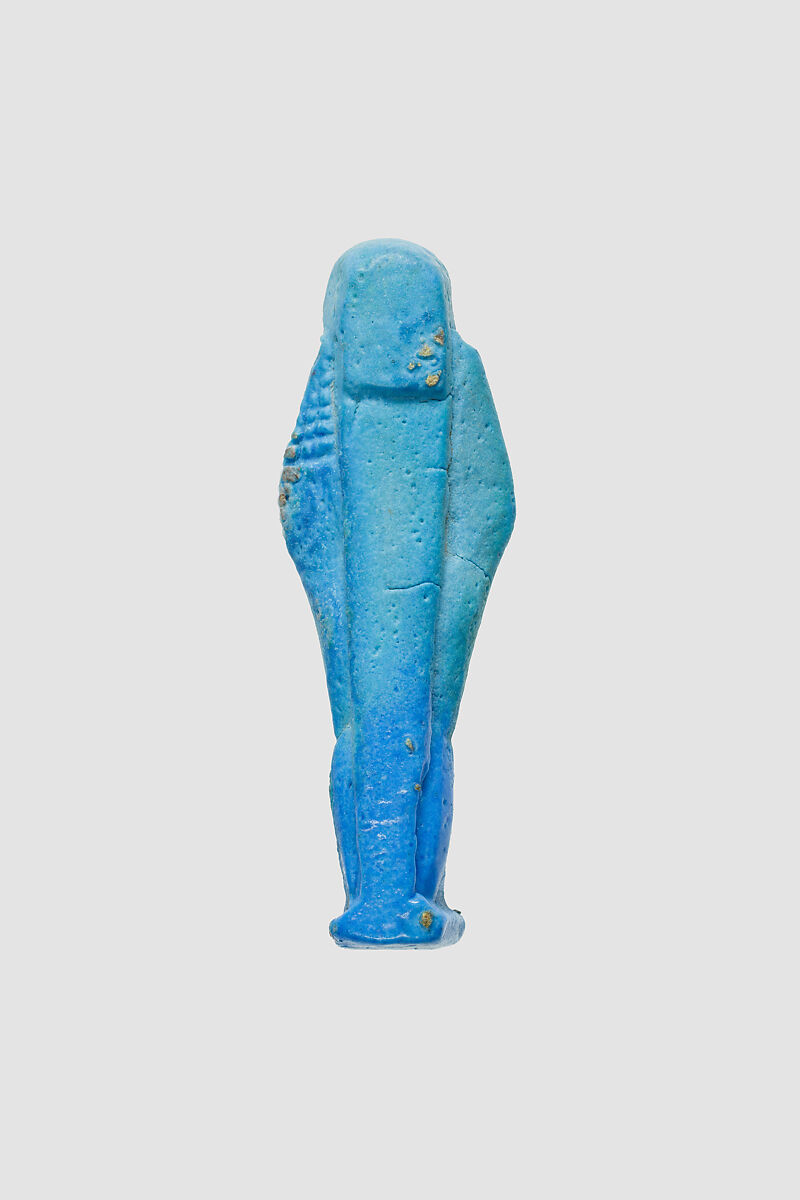 Uninscribed shabti from tomb of Nespekashuty, Faience