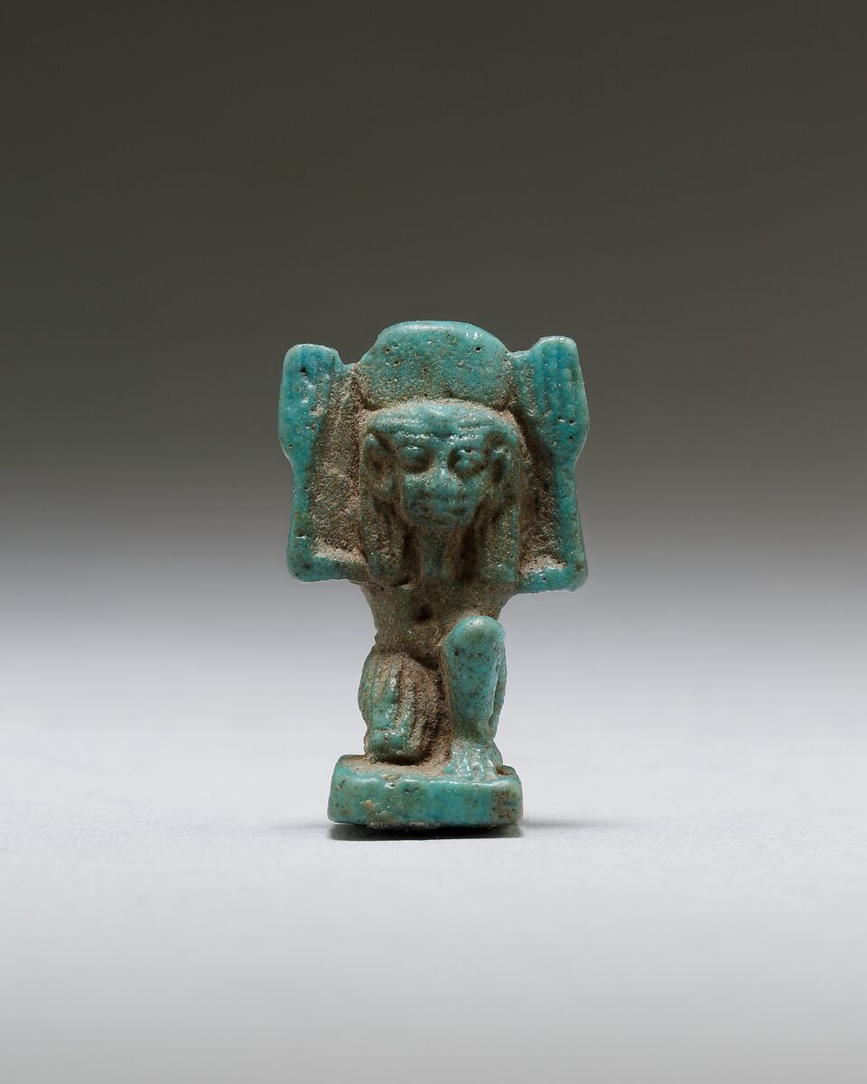 Shu amulet, Faience 