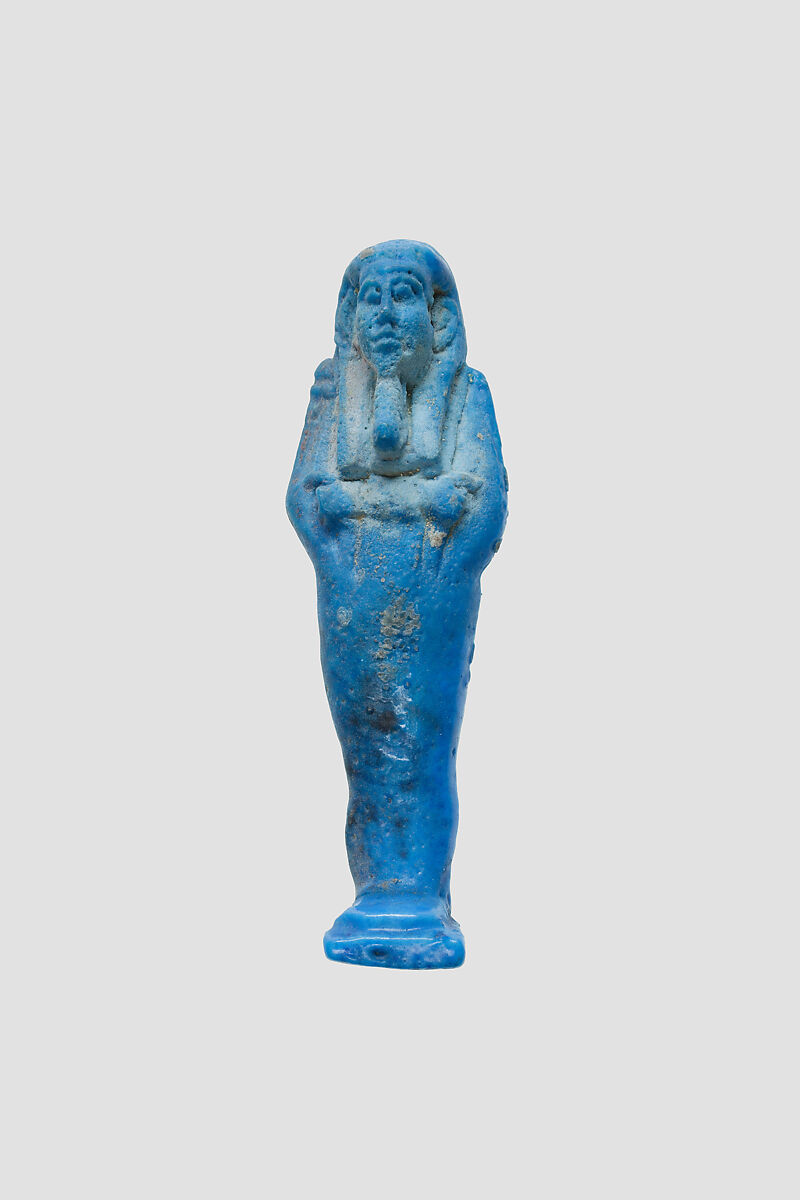 Uninscribed shabti from tomb of Nespekashuty, Faience 