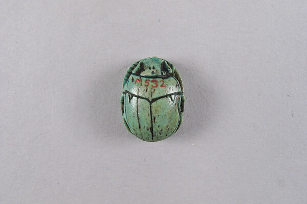 Scarab with blessing related to Amun-Re, Glazed steatite