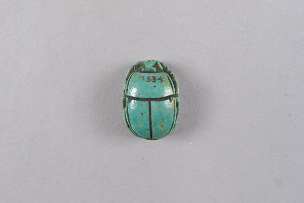 Scarab with blessing, Glazed steatite