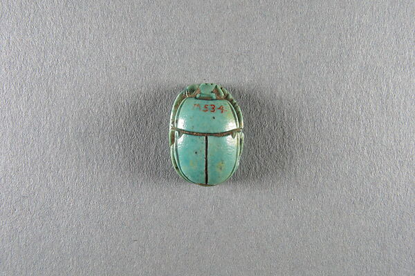 Scarab with blessing, Glazed steatite