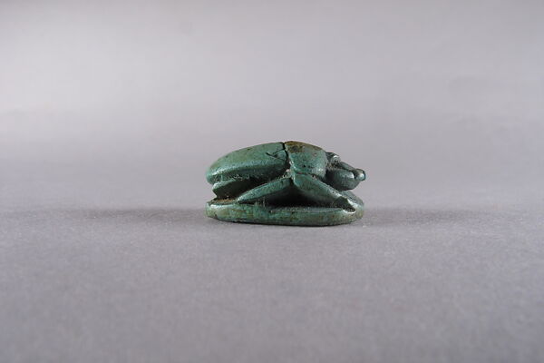 Scarab with Hieroglyphs, Faience, with modern green color