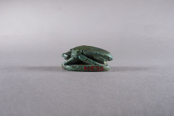 Scarab with Hieroglyphs, Faience, with modern green color
