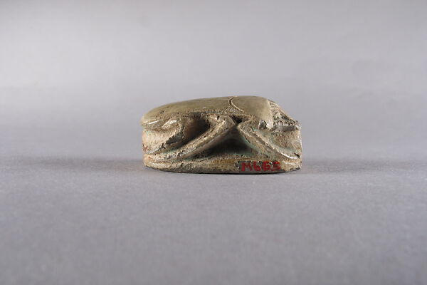 Scarab Decorated with Scrolls and Hieroglyphs, Glazed steatite