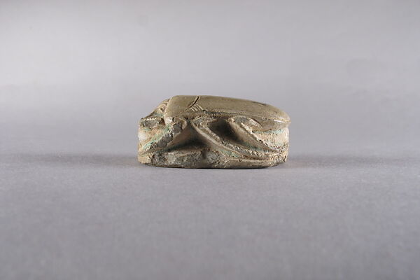 Scarab Decorated with Scrolls and Hieroglyphs, Glazed steatite