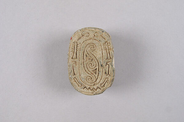 Scarab Decorated with Scrolls and Hieroglyphs, Glazed steatite 