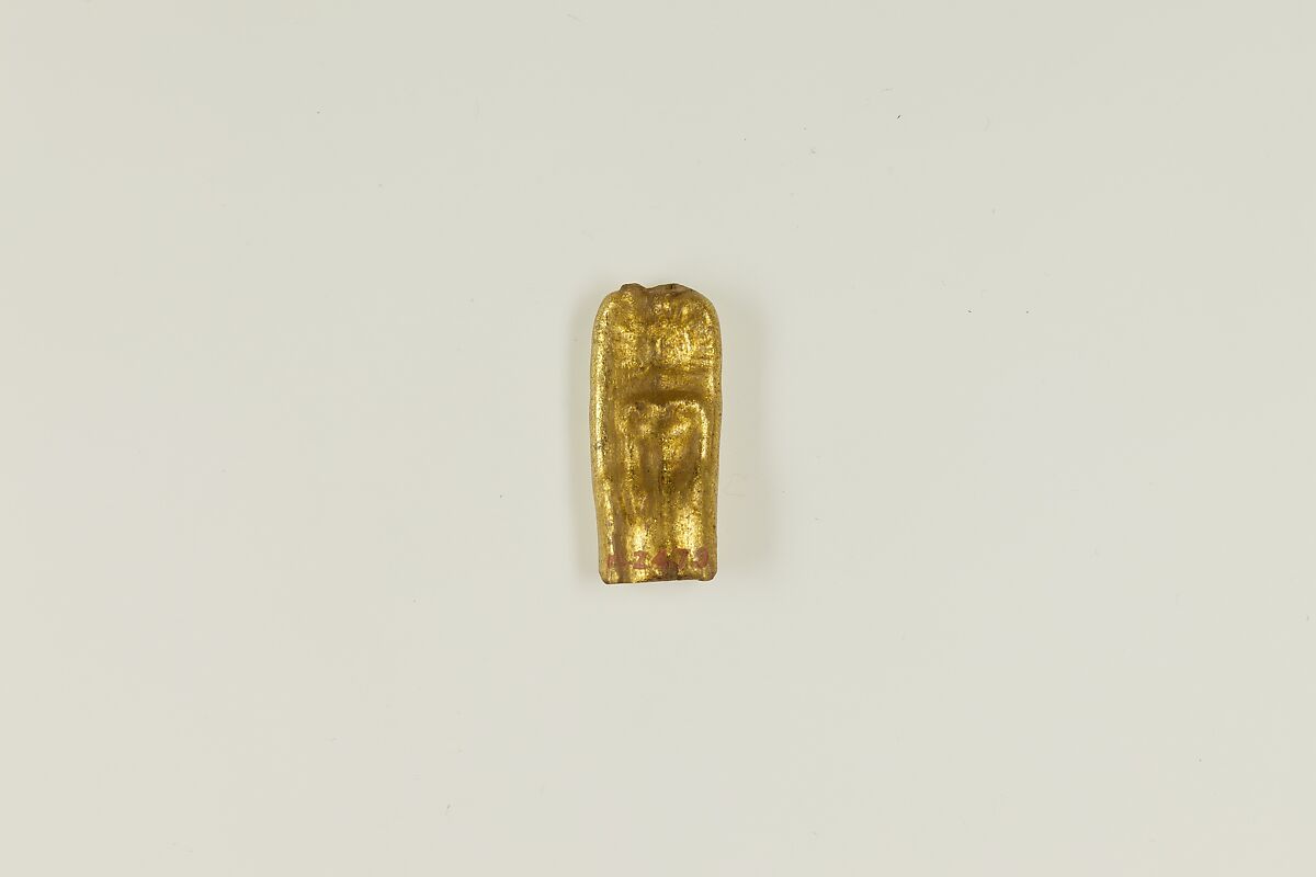 Bead with figure, glass, gold foil 