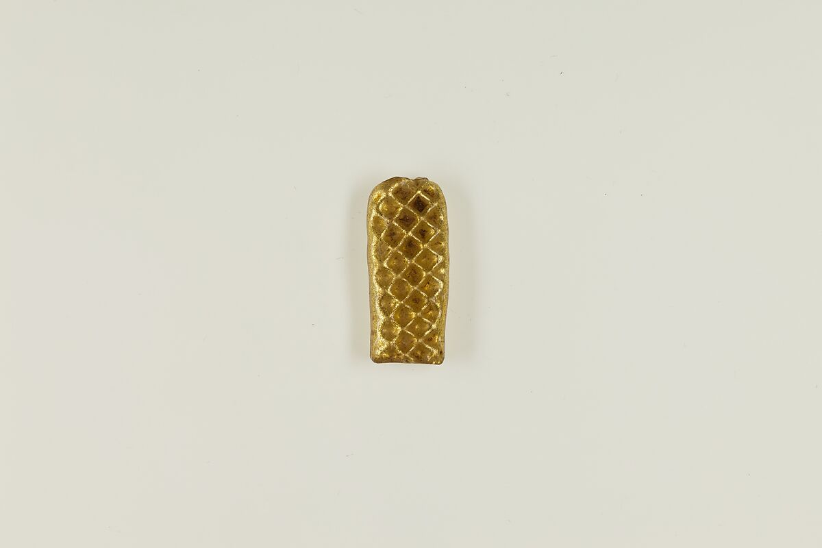 Bead with figure, glass, gold foil