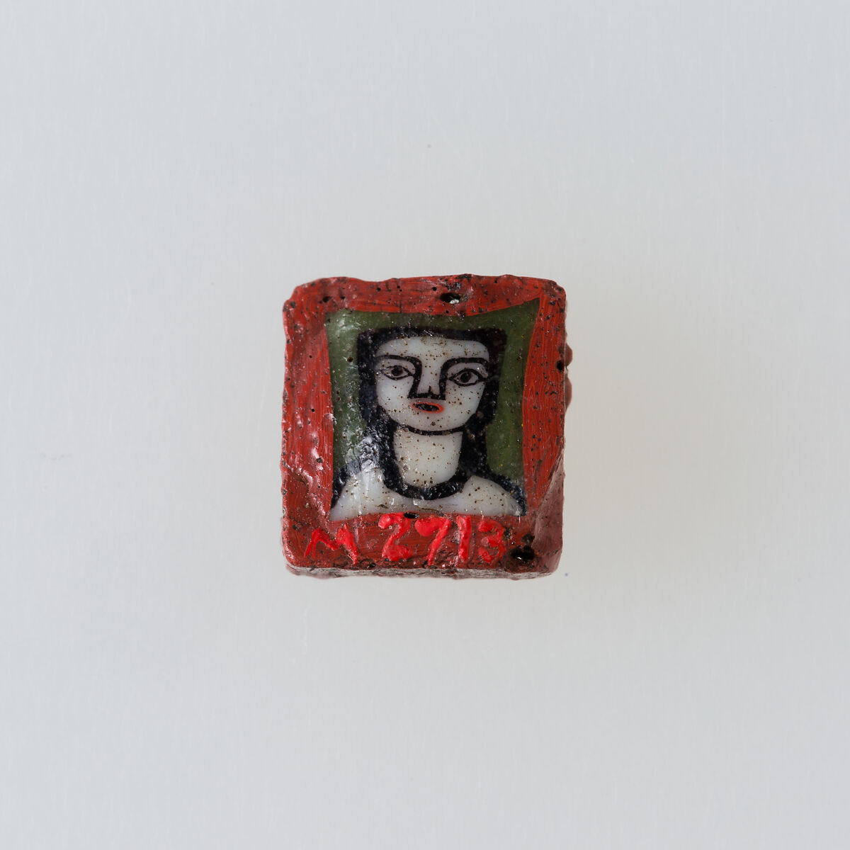 Inlay / bead blank with face, Glass