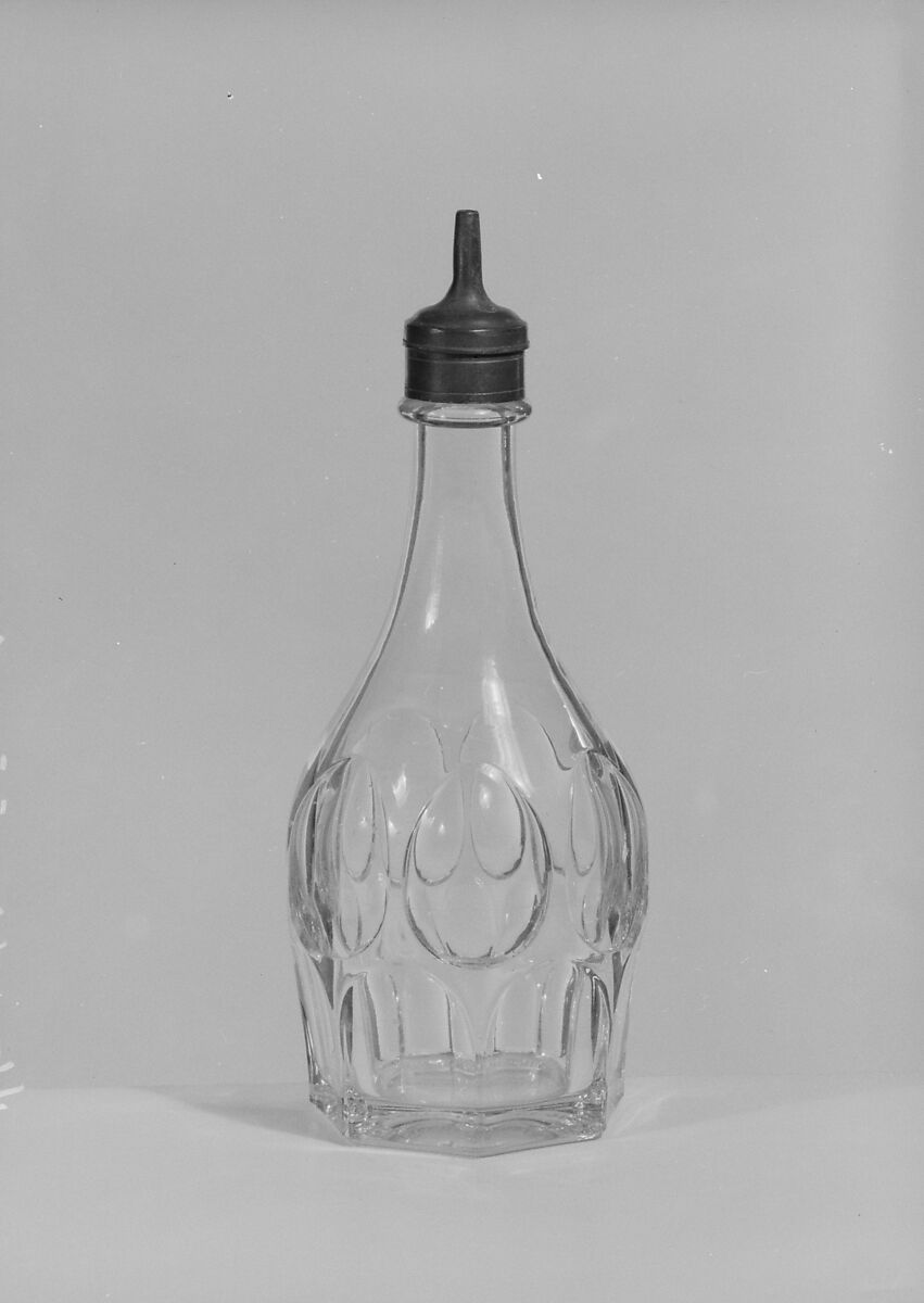 Pepper Sauce Bottle, Pressed glass, American 