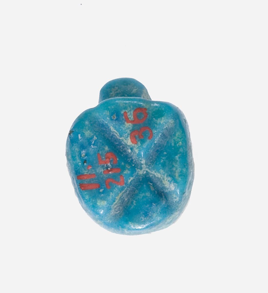 Frog Seal Amulet with a City Hieroglyph (?) on the Base, Faience