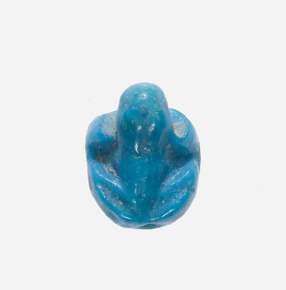Frog Seal Amulet with a City Hieroglyph (?) on the Base, Faience 