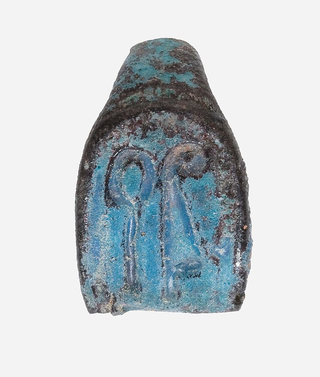 Ring Fragment, heqa maat device, Faience, blue 