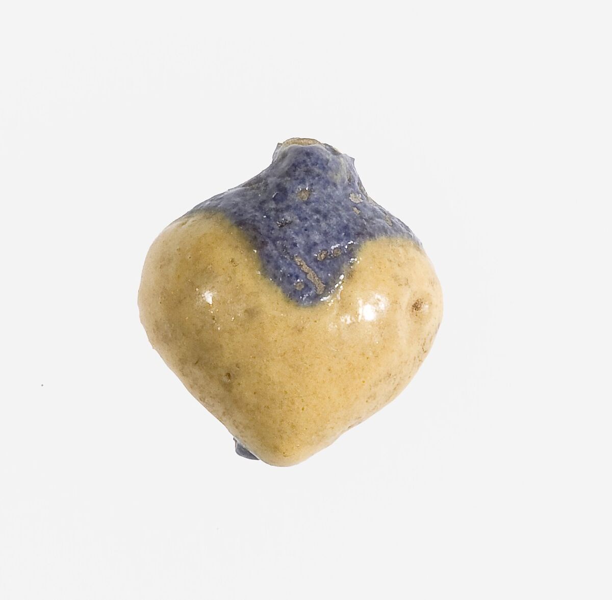 Persea fruit pendant, Faience, violet and yellow 