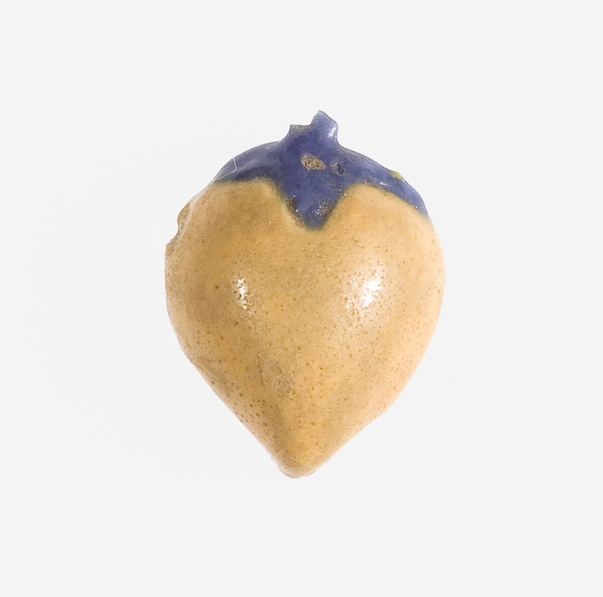 Persea fruit pendant, Faience, violet and yellow 