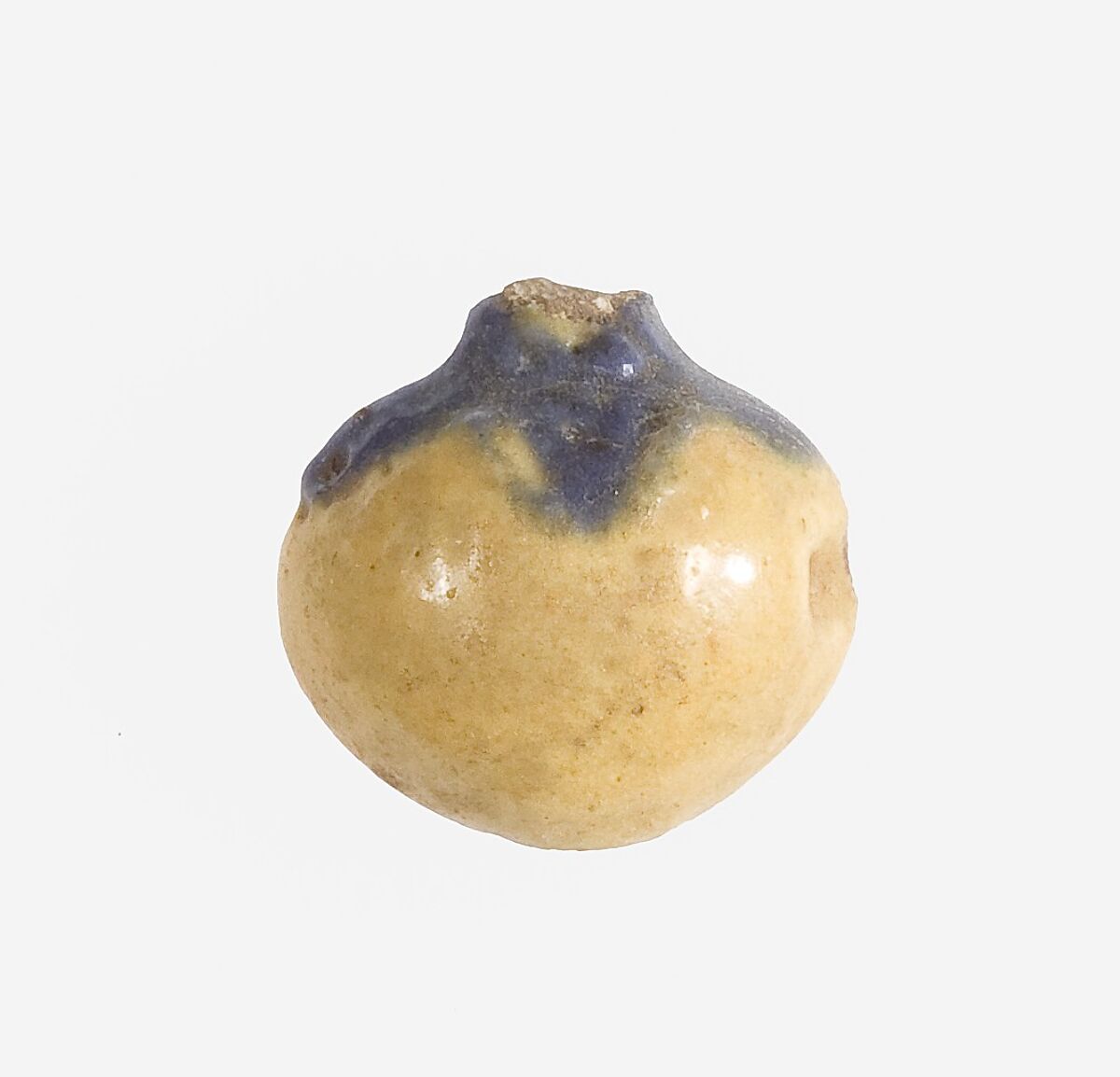 Persea fruit pendant, Faience, violet and yellow 