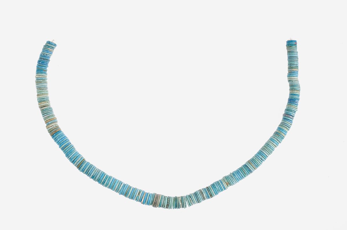 String of Large Flat Disk Beads, Faience 