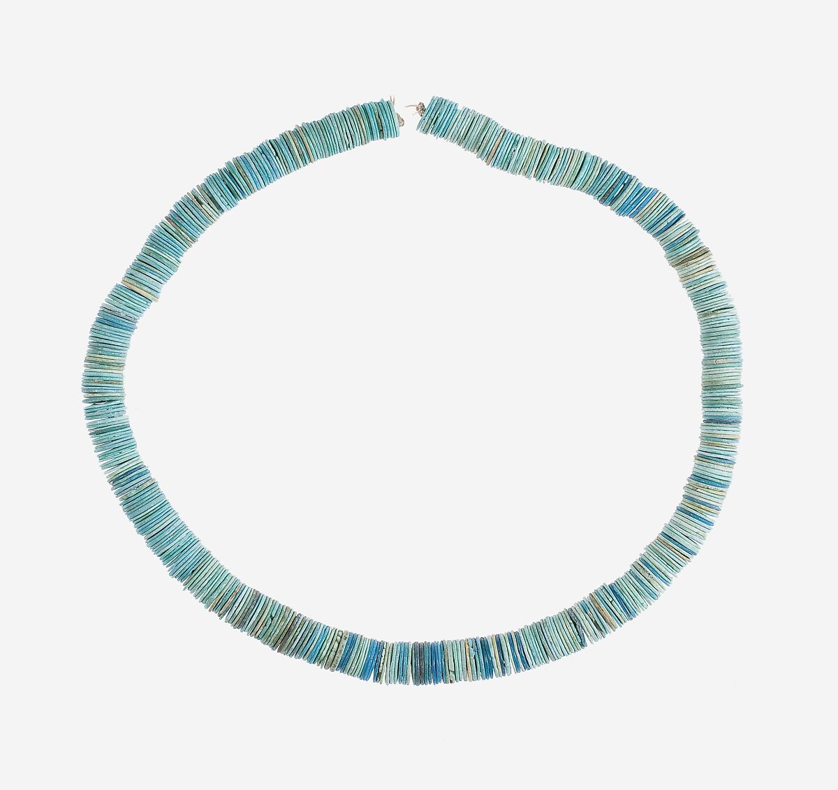 String of Large Flat Disk Beads, Faience 