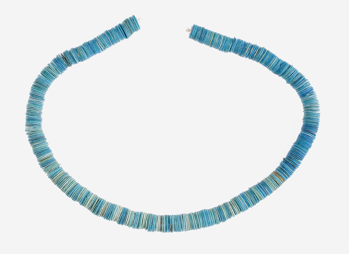 String of Large Flat Disk Beads, Faience 