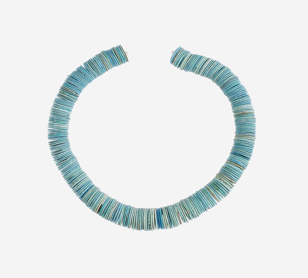 String of Large Flat Disk Beads, Faience 