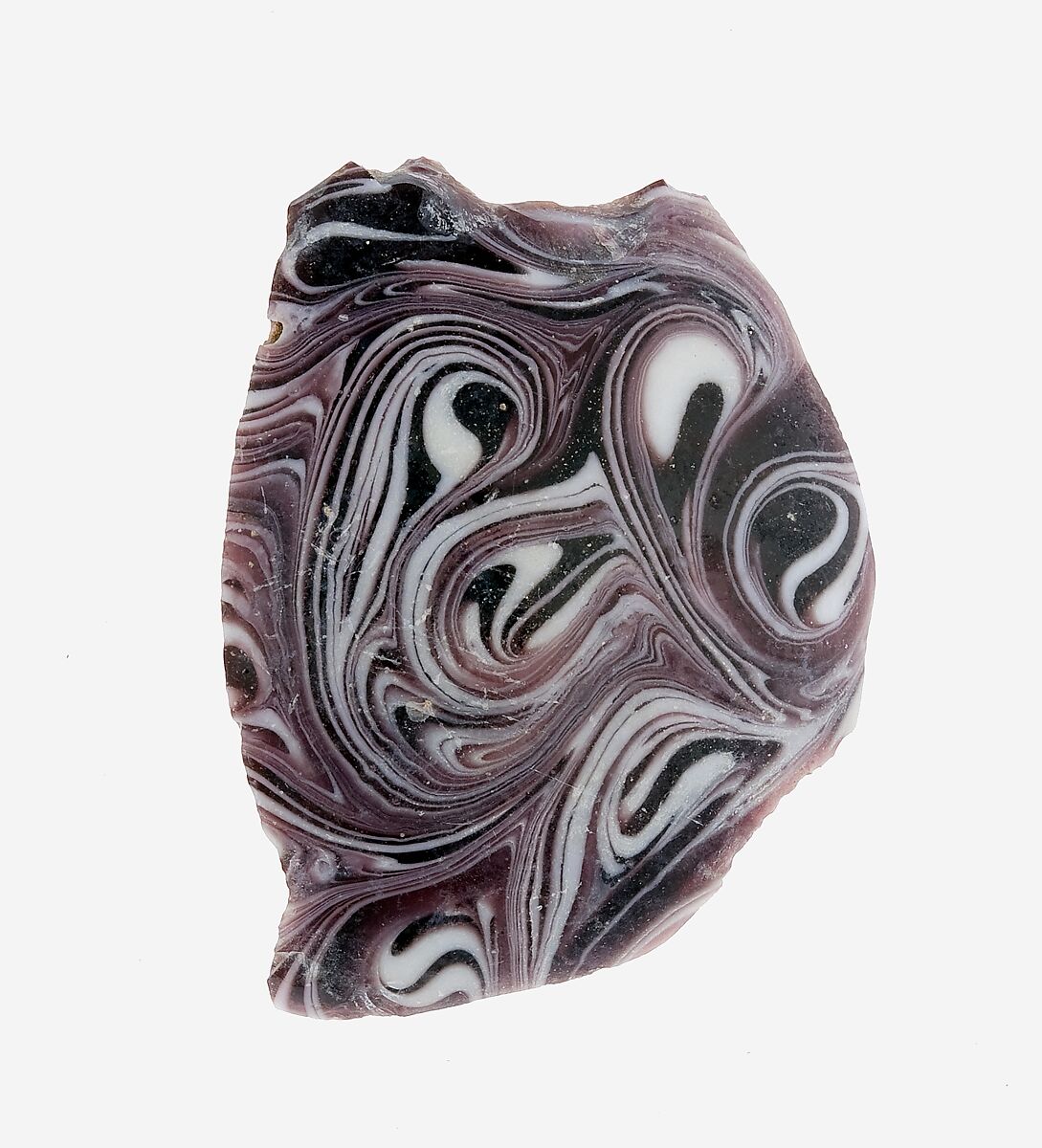 Body Fragment of Vase with Mosaic Pattern in Purple and White, Glass